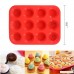Silicone Muffin Pan 12-Cup Muffin PanNon-Stick Red Cupcake Baking Tray Mousse Cake Mold Muffin Pan (12 cake molds) - B076KHYPGM